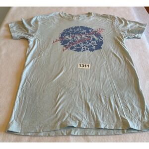 NASA Mens Graphic T Shirt Light Blue Size S Next Level Apparel Cotton Casual